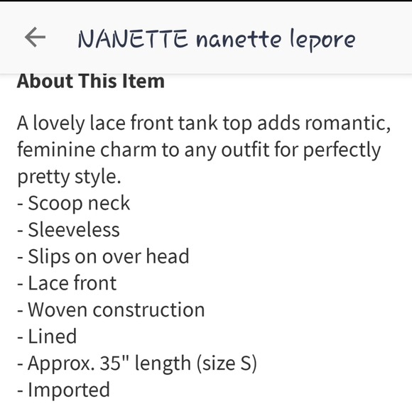 NWT: Lace Front Sleeveless Blouse - Picture 5 of 5